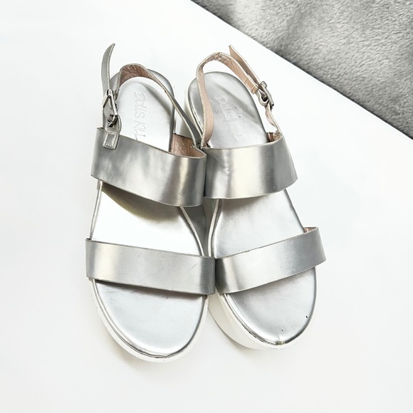 Dolls Kill Silver Metallic Platform Wedge US 6.5/7 Rave Goth Y2K Alternative - Picture 2 of 11